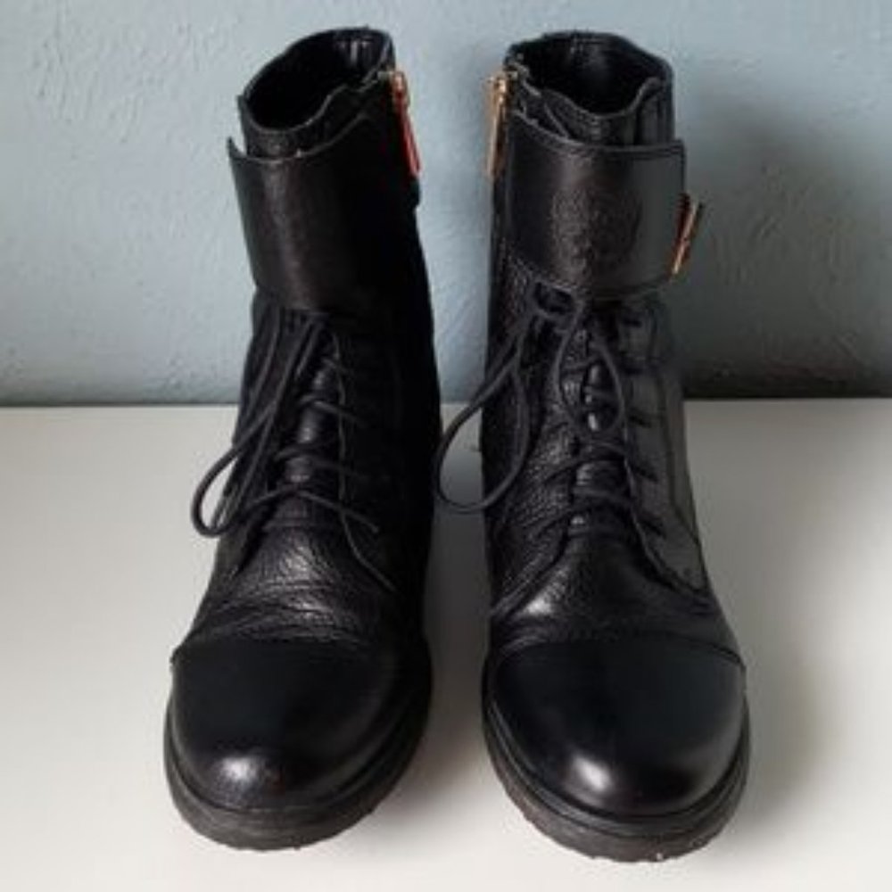 Vince Camuto Taryn Leather Combat Moto Boots